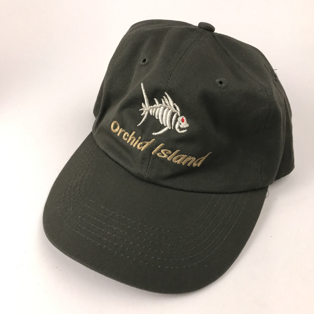 Orchid Island Fish Bones Hat Dark Green Cotton with buckle adjustment